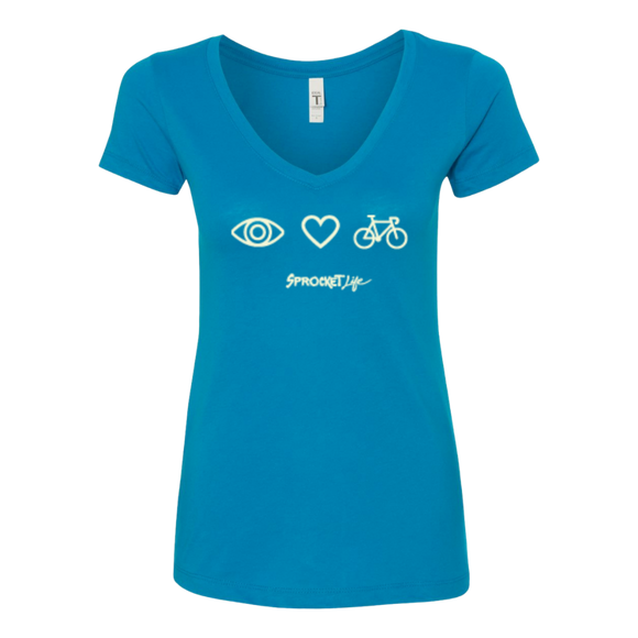 I Love Cycling: Turquoise - Women's V-Neck