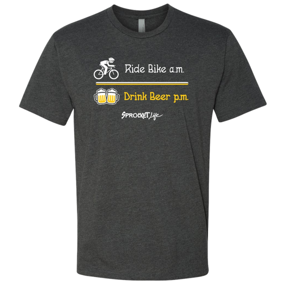 Ride Bike am Drink Beer pm - Adult Crew Neck