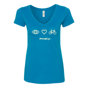 I Love Cycling: Turquoise - Women's V-Neck