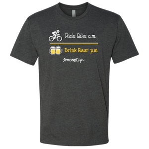 Ride Bike am Drink Beer pm - Adult Crew Neck